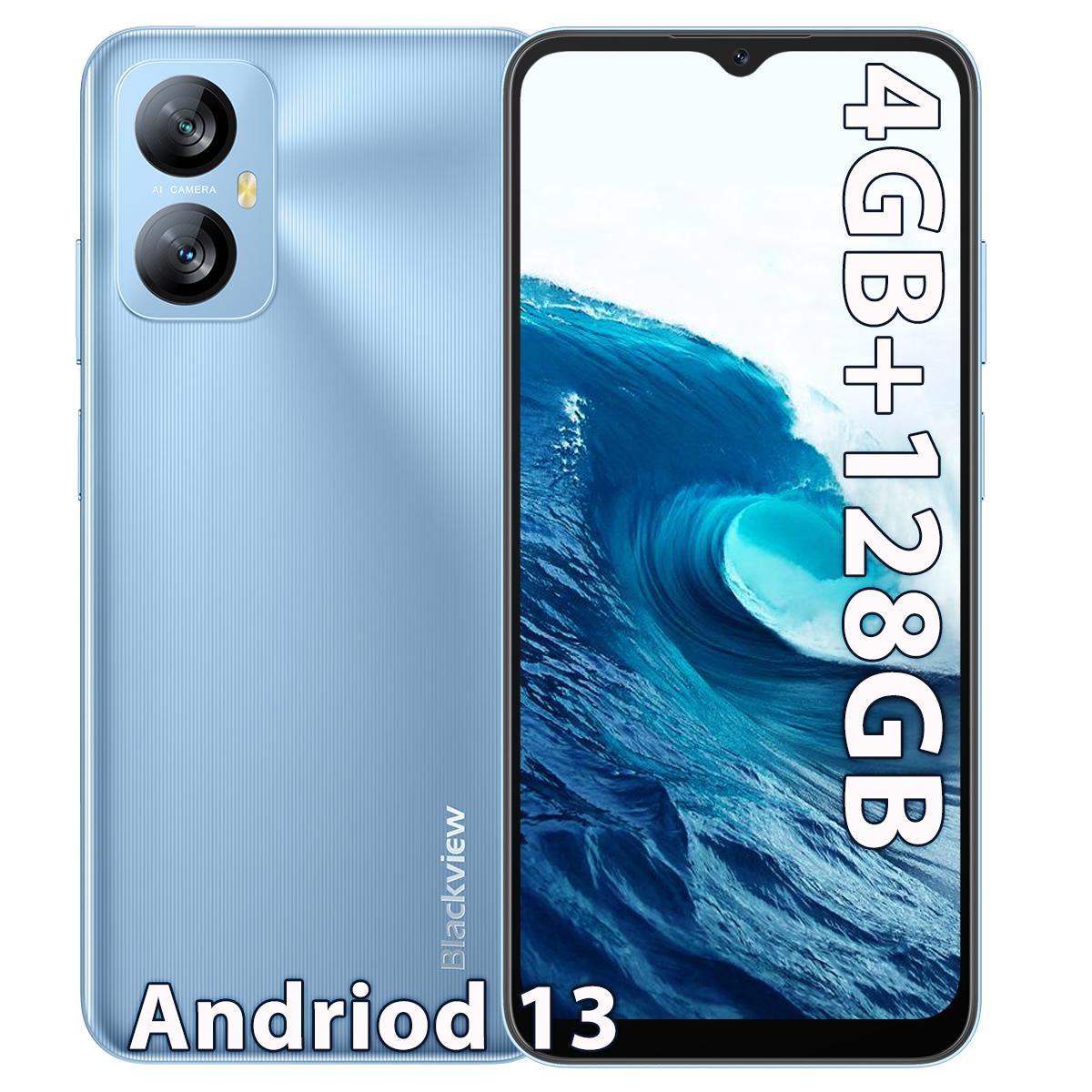 Blackview A52 Pro Neues Smartphone 4GB 128GB 6,5 Zoll Android 13 Handy 5180mAh Dual 4G 13MP Rückkameras Mobiltelefon 4GB+128GB blau