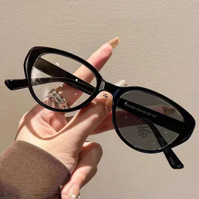 Modische lichtempfindliche Cat-Eye-Brille für Damen Unisex Verfärbende Myopie-Brille Korrekturglas Minus Dioptrie Brille-0,5-4,0 -3.5 black