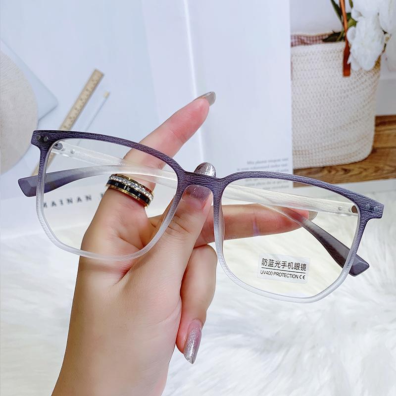 TR Anti-Blau-Brille, Damen, Retro-Holzrahmen, großes Gesicht, Herren, mit Leptin- und Myopie-Brille. Anti-blue lens