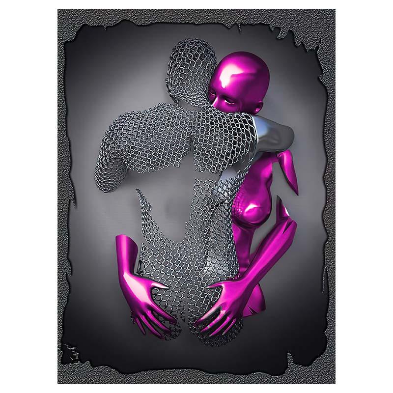 3D-visuelle Gold-Silber-Wandkunst, Bilder aus Metall, modern, skandinavisch, personalisierte Leinwand, Innengemälde, Drucke, Heimdekoration 30x40cm
