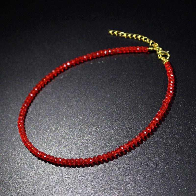 Mode Schwarz Kristall Perlen Halsband Halskette für Frauen Böhmischen Perlen Kurze Weibliche Halskette Neue Party rot