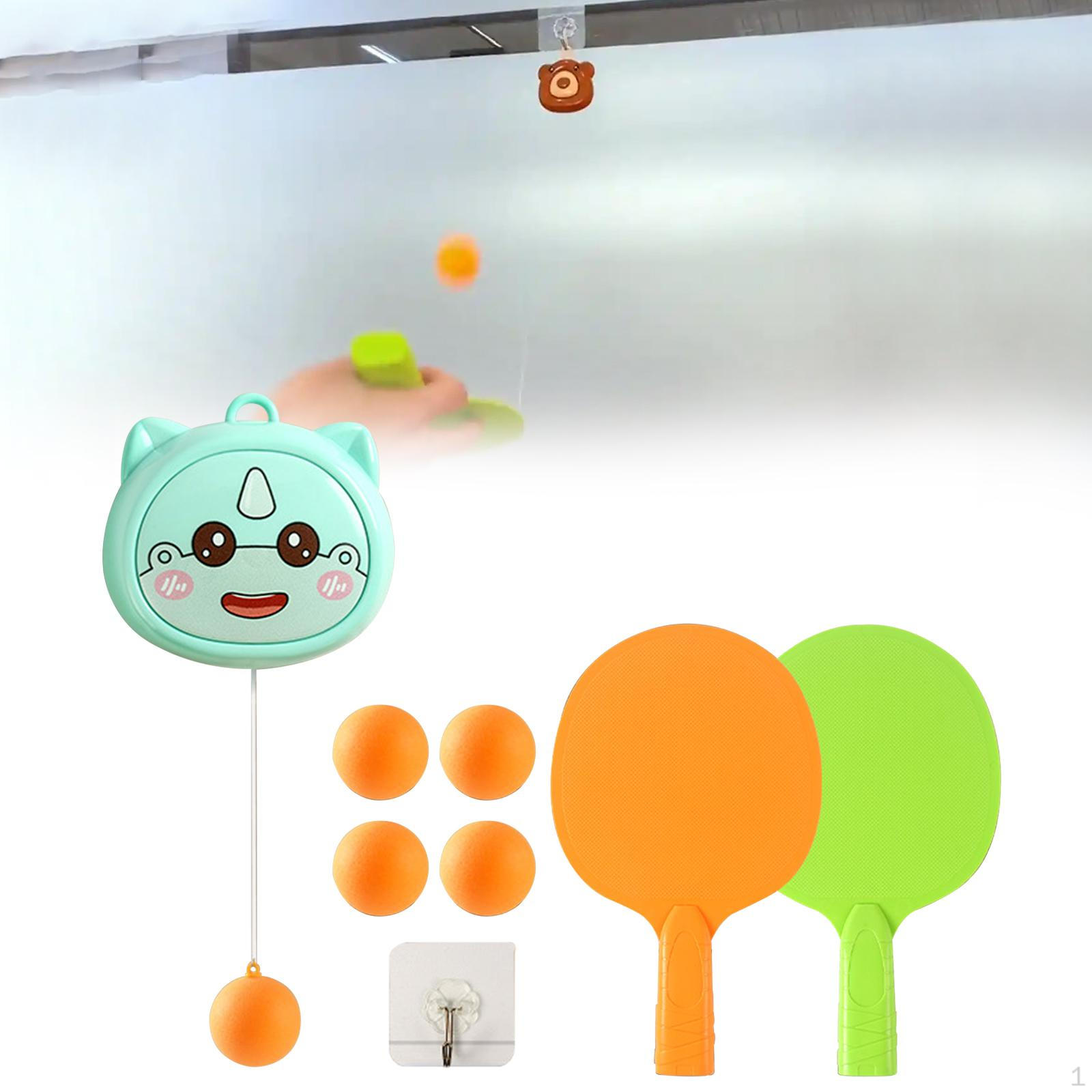 Hängender Tischtennis-Trainer Indoor Erwachsene Üben Pong mit Schlägern und Bällen Cow 2 Beats 5 Ball