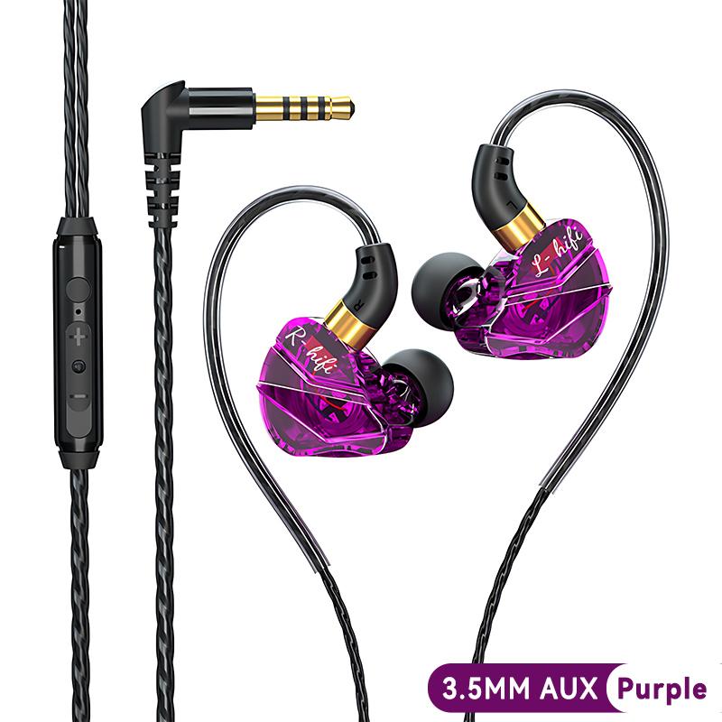 Digitale Chip Kabelgebundene Kopfhörer 3,5 mm AUX/Typ C 9D HIFI Schwerer Bass In-Ear Headsets Mit Mikrofon Kopfhörer Für Samsung Huawei Xiaomi OPPO iPad PC Purple-3.5mm jack