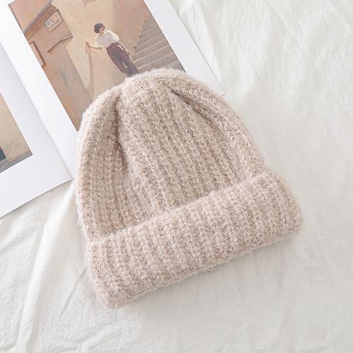 Neue Frauen Slouchy Winter Hut Mode Schmücken Manschette Beanie Hut Warme Winter Kappe Für Weibliche Casual Streetwear Gestrickte Hut 55cm-60cm beige