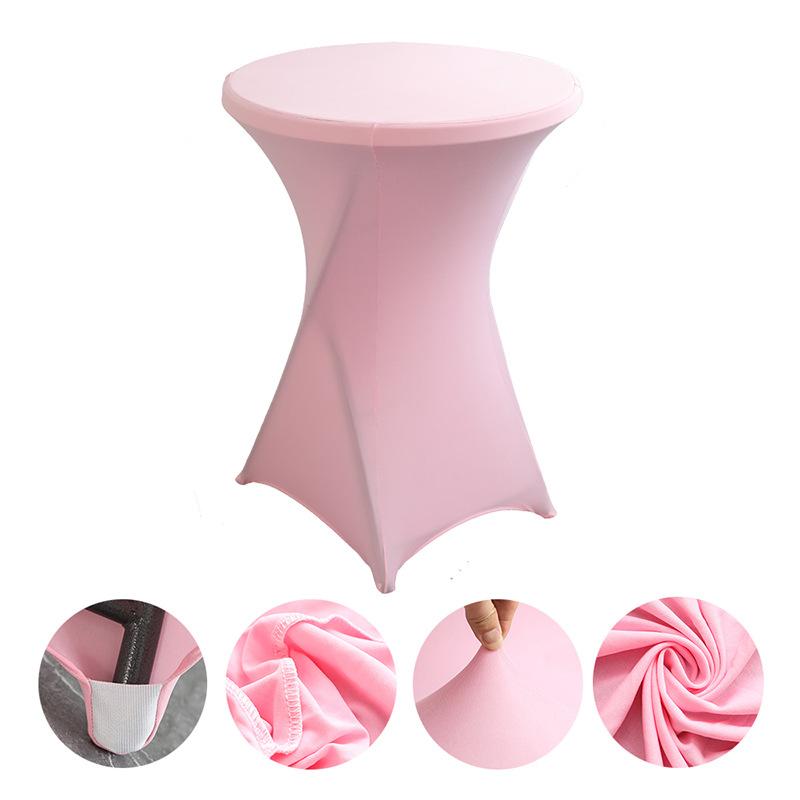 Höhe Stretch Runde Tischdecke Cocktailtischhülle Spandex Tischdecke Bar Hotel Party Hochzeit Elastische Tischdecke Deko 1PC-80*110cm rosa