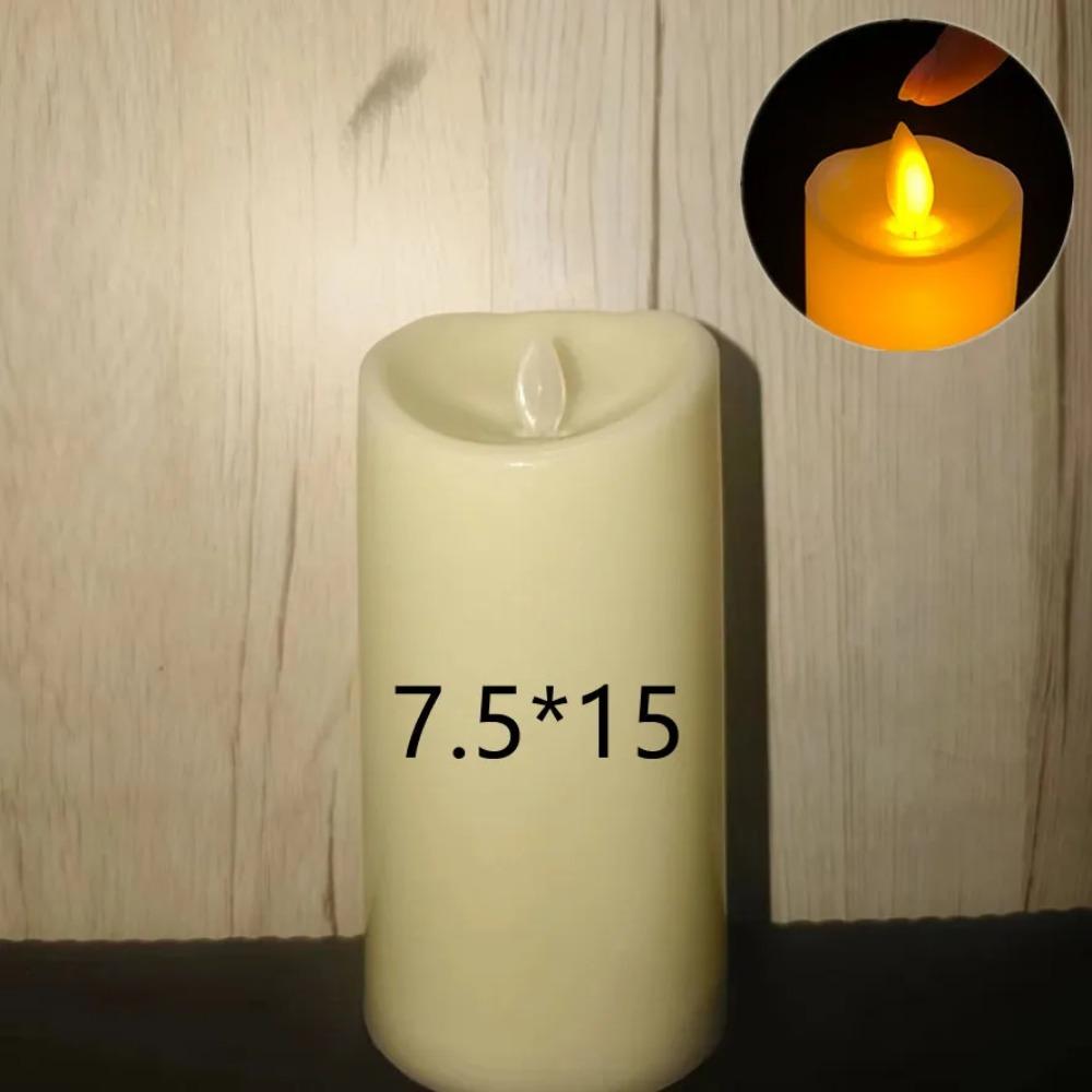 Flammenlose Votivkerzen, batteriebetriebene LED-Teelichter, elektrische Fake-Kerze mit beweglichem Docht, Hochzeit, Party, Dekoration, Kerzen, Lampen 7.5X15CM
