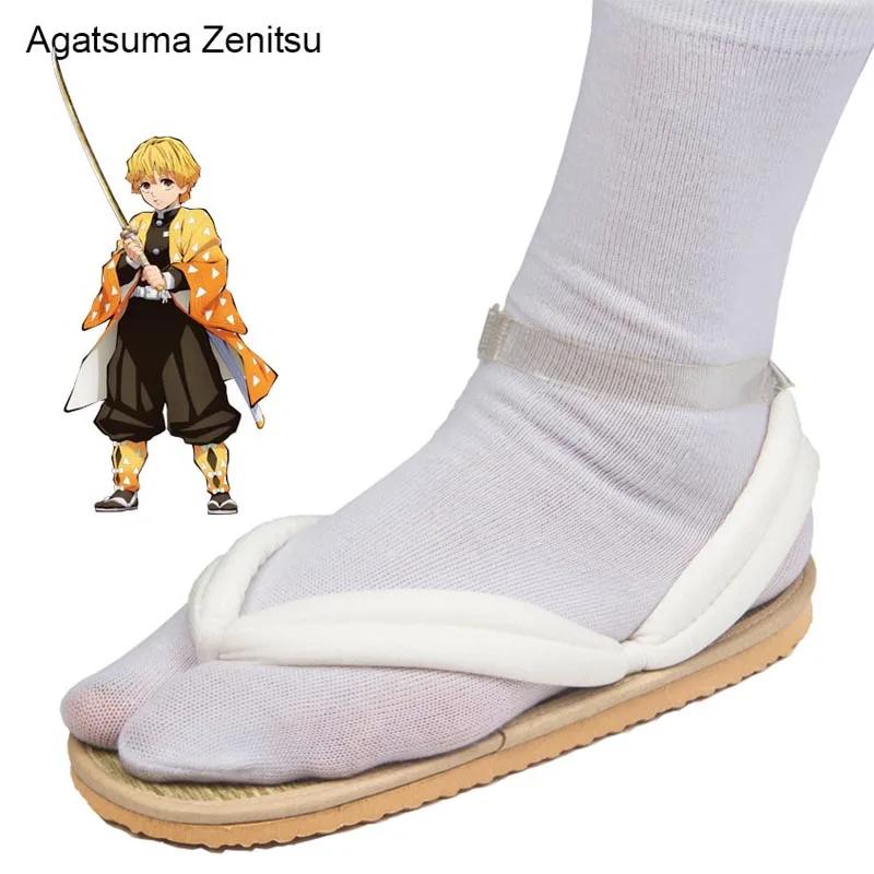 Fashion Hot Anime Demon Slayer Kimetsu No Yaiba Cosplay Zubehör Kamado Nezuko Cosplay Clogs Kimono Flip-Flops Geta Hausschuhe Schuhe 44-45 weiß