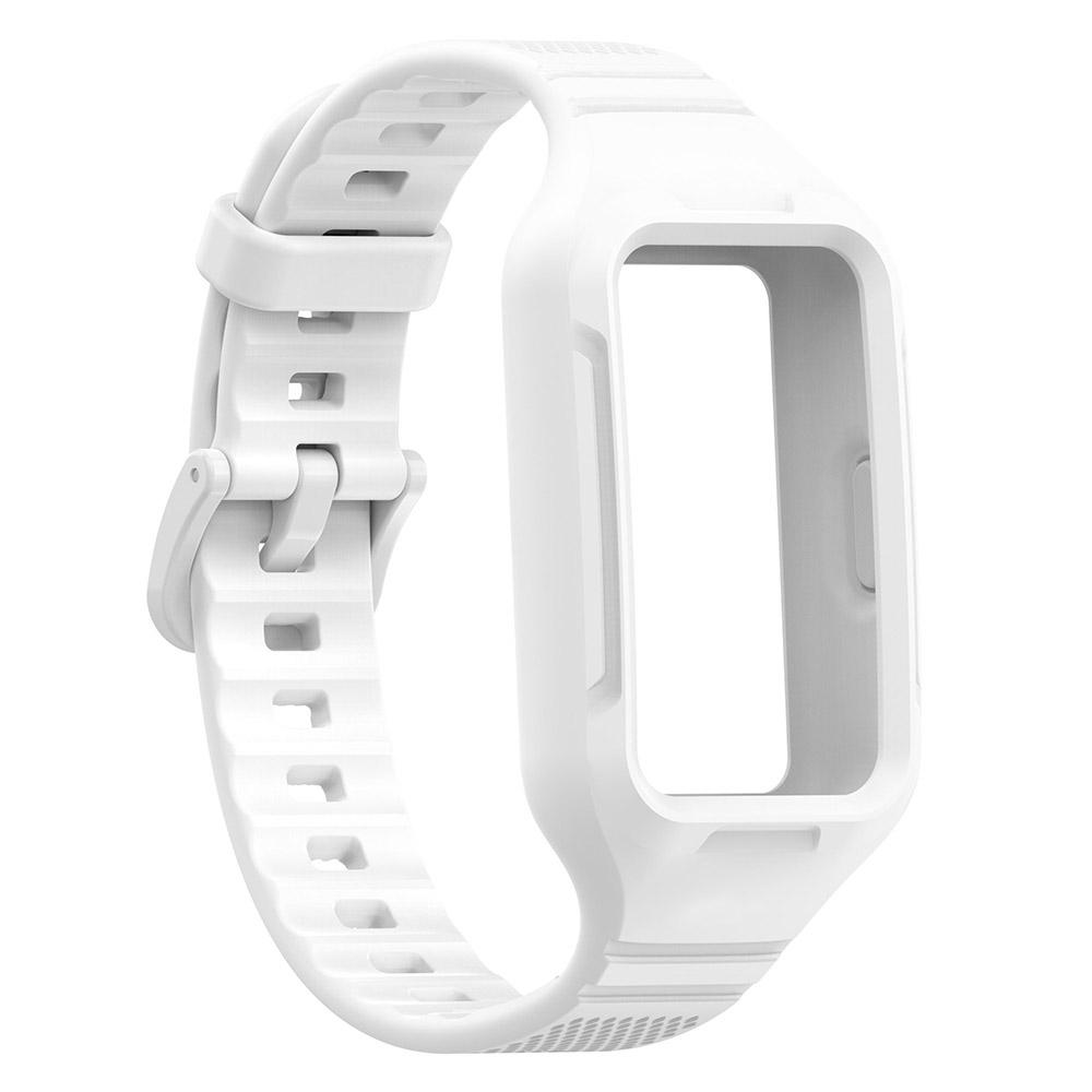 Silikonarmband für Huawei Band 9 8 7 6 Armband Armband für Honor Band 6/Honor Band 7 Integriertes Band + Hülle Huawei Band 6/7/8 weiß