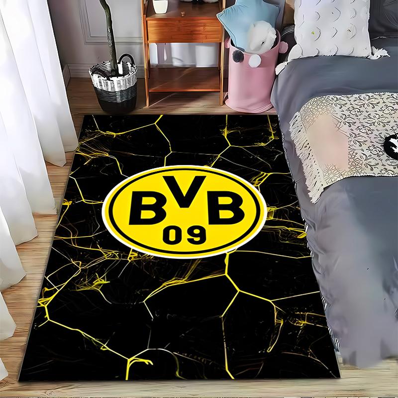 Moderner schwarz-gelber Teppich mit BVB 09 Fußball-Design-Logo Geeignet für den Einsatz als Anti-Rutsch-Matte für Wohnzimmer, Schlafzimmer, Sofas 40x60cm( 15x23in )