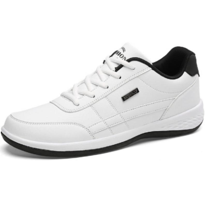 Herrenschuhe Freizeitschuhe Leder Schnürschuhe Casual Sportschuhe Outdoor Verschleißfeste Vulkanisierte Schuhe Hochwertige Herrenschuhe 45 weiß