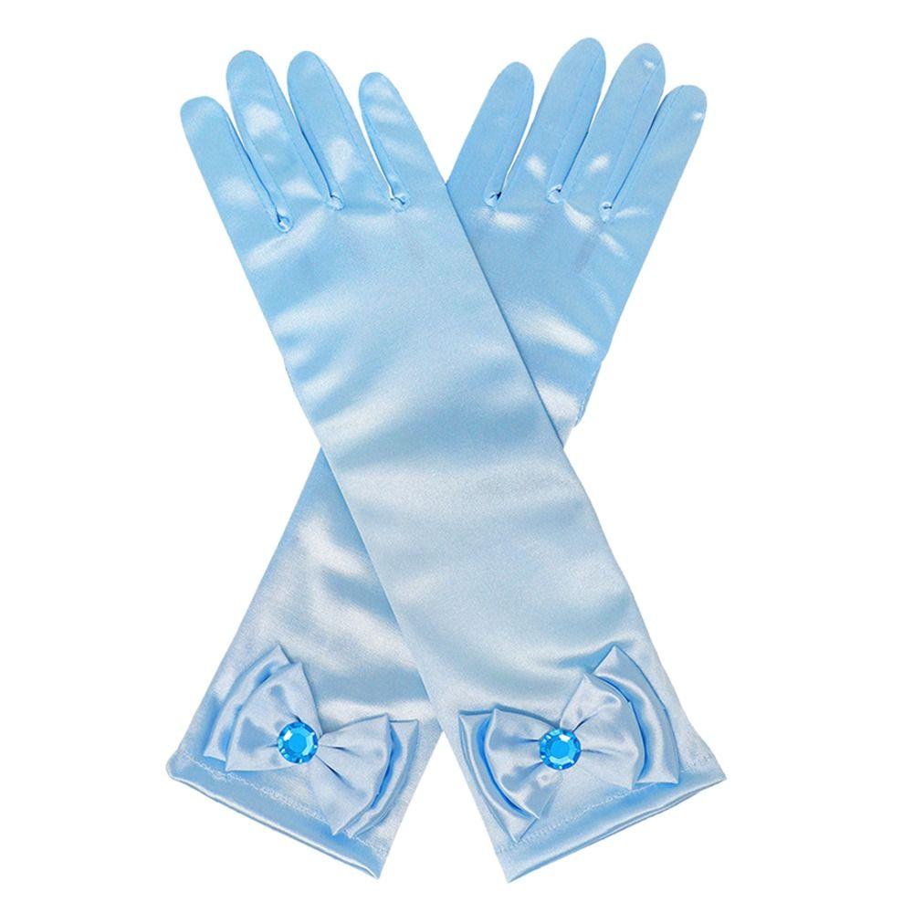Kinderbekleidung Bühnenhandschuhe Prinzessinnenrock Accessoires Vollfingerfäustlinge Kinder Lange Handschuhe blau