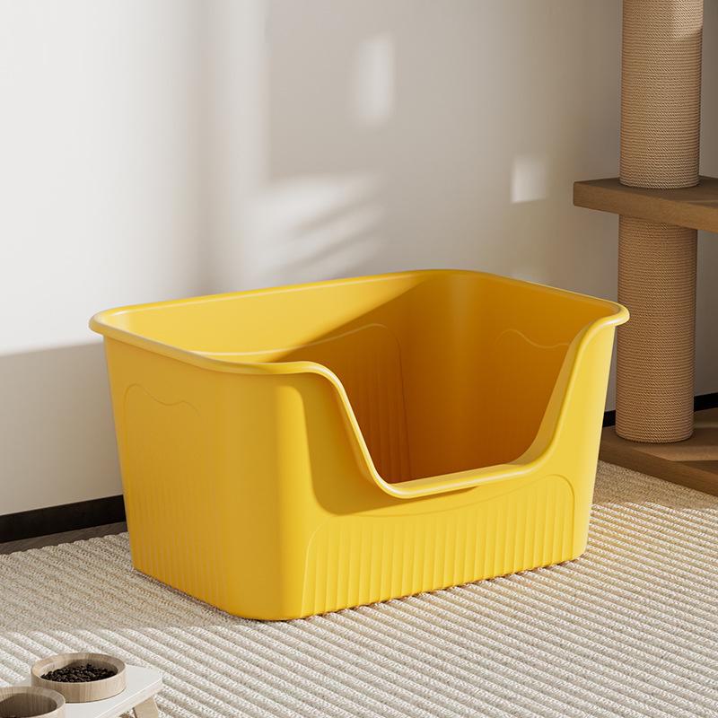 Extra große, halbgeschlossene, spritzwassergeschützte Katzentoilette 43.5*36.5*22CM (Includes Cat Litter Scoop) gelb