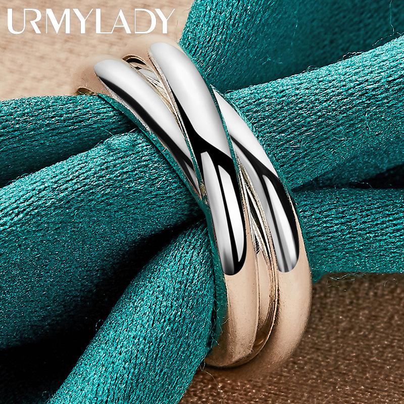 925 Sterling Silber Drei Ringe 5-10# Ring für Damen Modeschmuck MR175 10