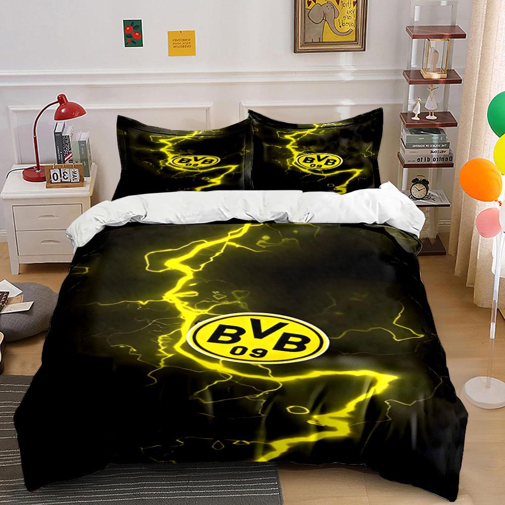Gelber Blitz, BVB-Logo. Bettwäsche-Sets Bettbezug-Sets Bettbezüge Kissenbezüge(1 * Bettbezug 2 * Kissenbezüge ohne Bettdecke) 140x200cm