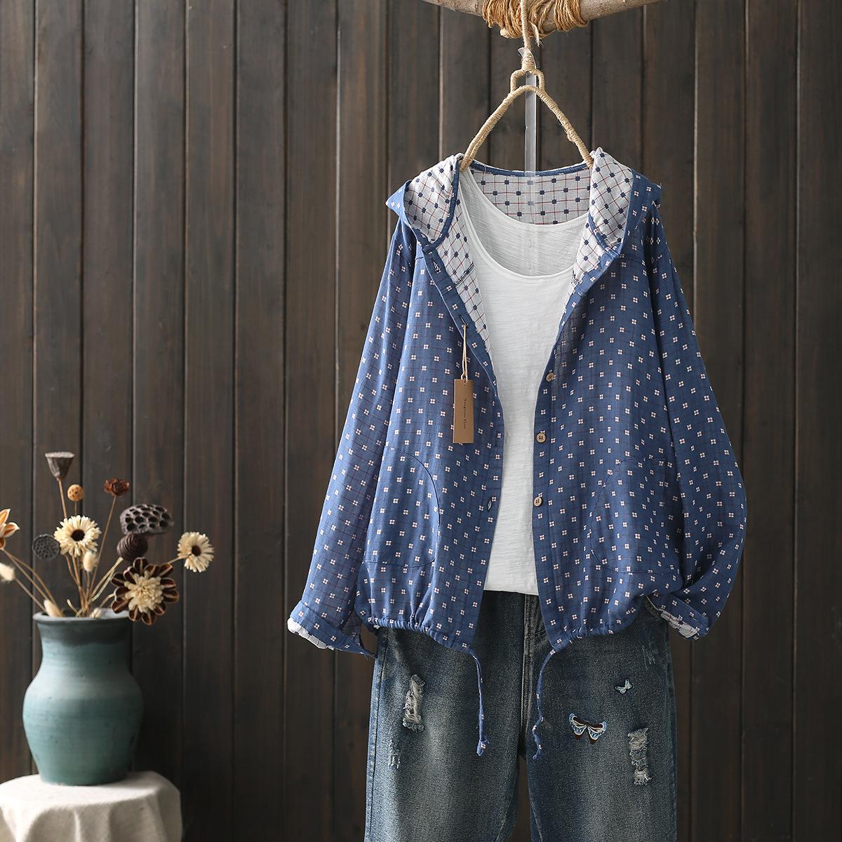 Große Größen Blusen für Damen Herbst Frühling Langarm Einreihig Blusen Verstellbare Damenbekleidung One Size blau