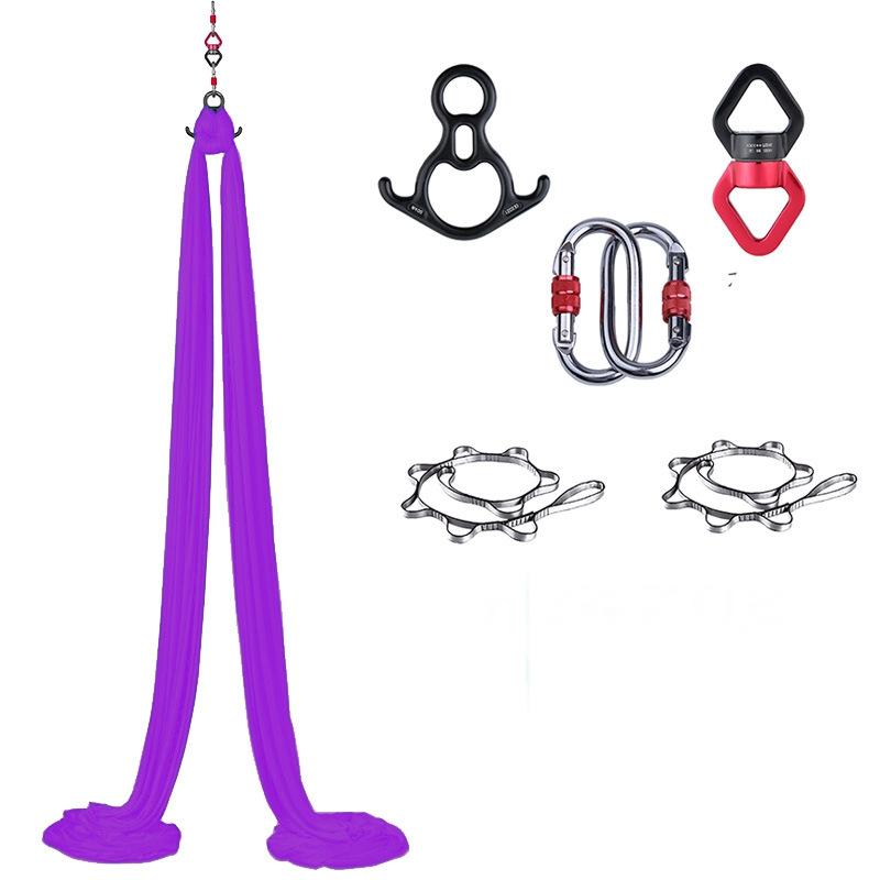1,5x8M Aerial Yoga Schaukel Hängematte Set Nylon Home Outdoor Fitness Yoga Ausrüstung Hängematte Akrobatischer Tanz für Turner Bodybuilding violett