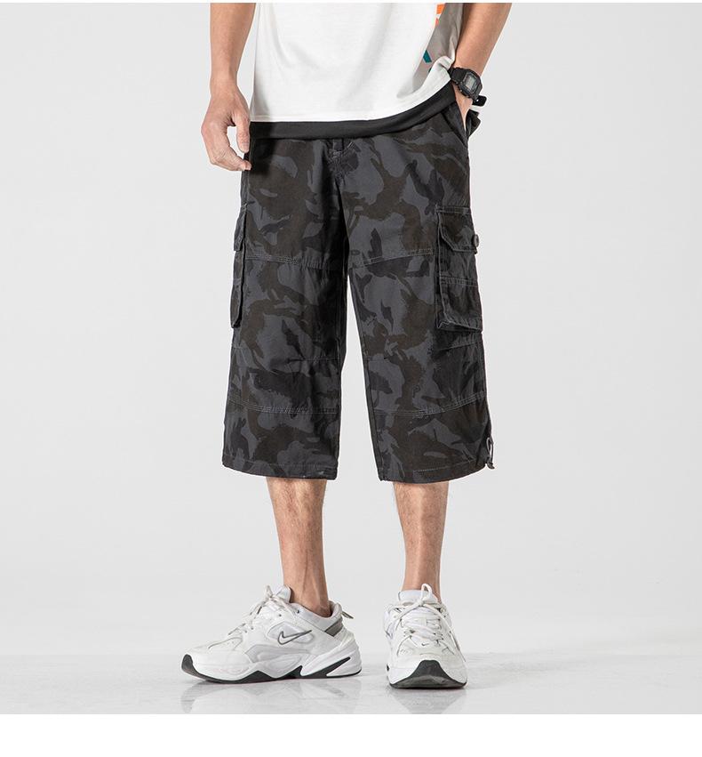 Baumwolle Unter dem Knie Länge 3/4 Lange Shorts Herren Taktische Capri-Hosen Mehrere Taschen Sommer Twill Arbeits Cargo Hosen Mann S