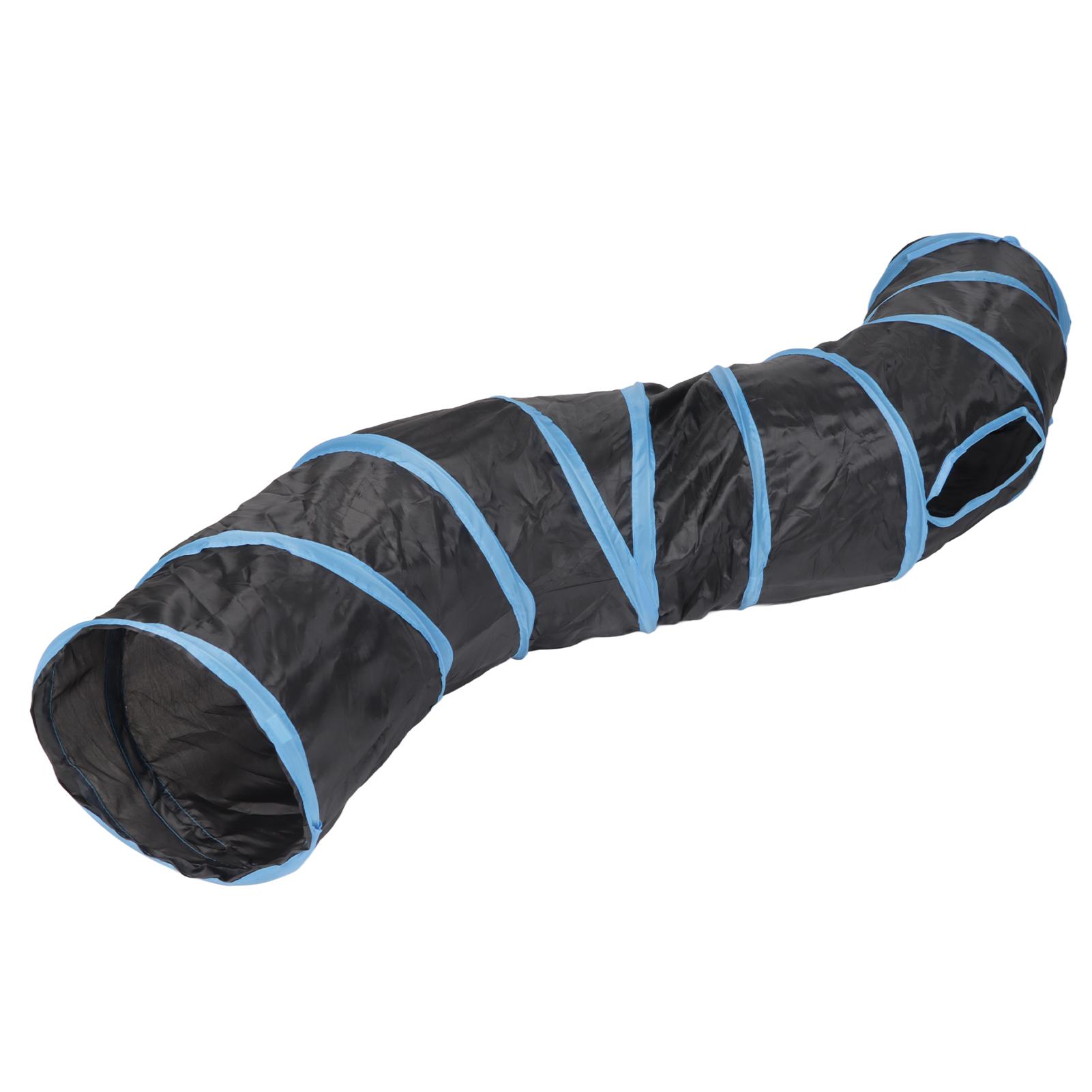 S-Form Katzen Tunnel Reißfest Zusammenklappbarer Katzen Spieltunnel mit 4 Öffnungen für Welpen Kätzchen