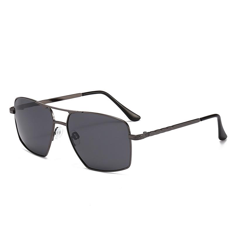 Polarisierte Sonnenbrille für Herren im Vintage-Design, klassische Angelbrille, Metallrahmen, UV400, schwarze Autofahrer-Sonnenbrille graue
