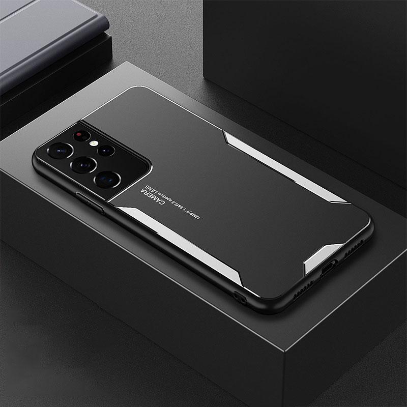 Luxuriöses Aluminium-Metall-Mattgehäuse für Samsung Galaxy S25 S24 S23 S22 Ultra S21 Plus S20 FE S10 A53 A54 A55 Silikon-Stoßstangen-Telefonabdeckung For Samsung S23 Plus silber