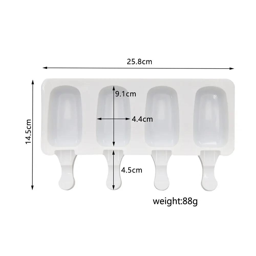 4 Gitter Silikon Eiscremeform Silikon Popsicle Mold DIY Fruchtsaft Eis Pop Cube Maker Tray Popsicle Mould Backzubehör