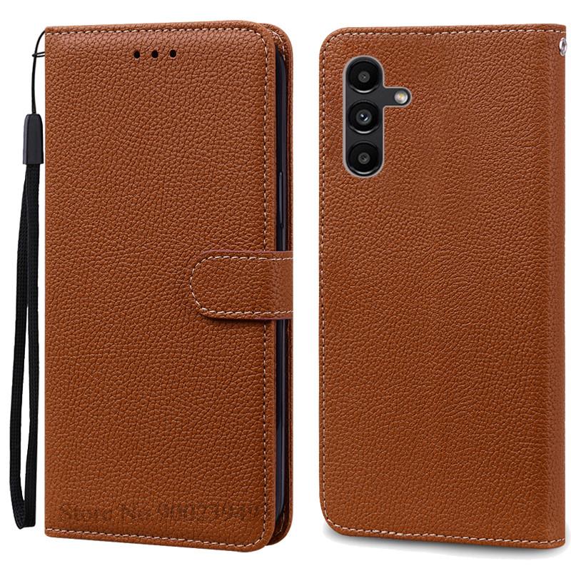 A04S Hülle Für Samsung Galaxy A04s Hülle A047F Leder Brieftasche Klapphülle Für Samsung Galaxy A04S Handyhülle Brieftaschenabdeckung Fundas for Samsung A04S braun