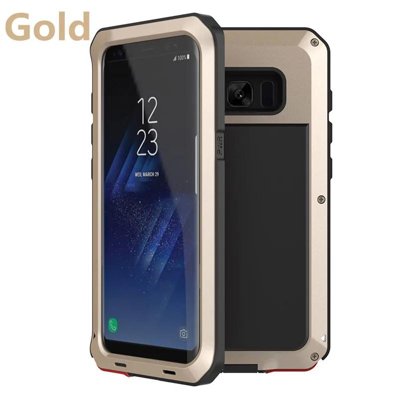 Luxus Doom Armor Metall Heavy Duty Schutzhülle für Samsung Galaxy S7 S8 S9 S10 S20 Plus Note 9 10 Plus Edge Stoßfeste Abdeckung For Galaxy S9 Plus gold