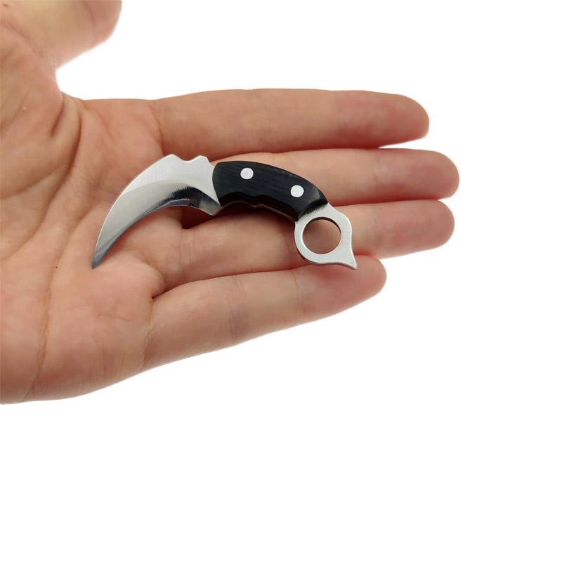 Swayboo Edelstahl-Holzgriff, Schlüsselanhänger, Klauenmesser, kleines tragbares EDC-Messer mit feststehender Klinge, Öffner, Messer, Basteln, Geschenk mit Lederscheide