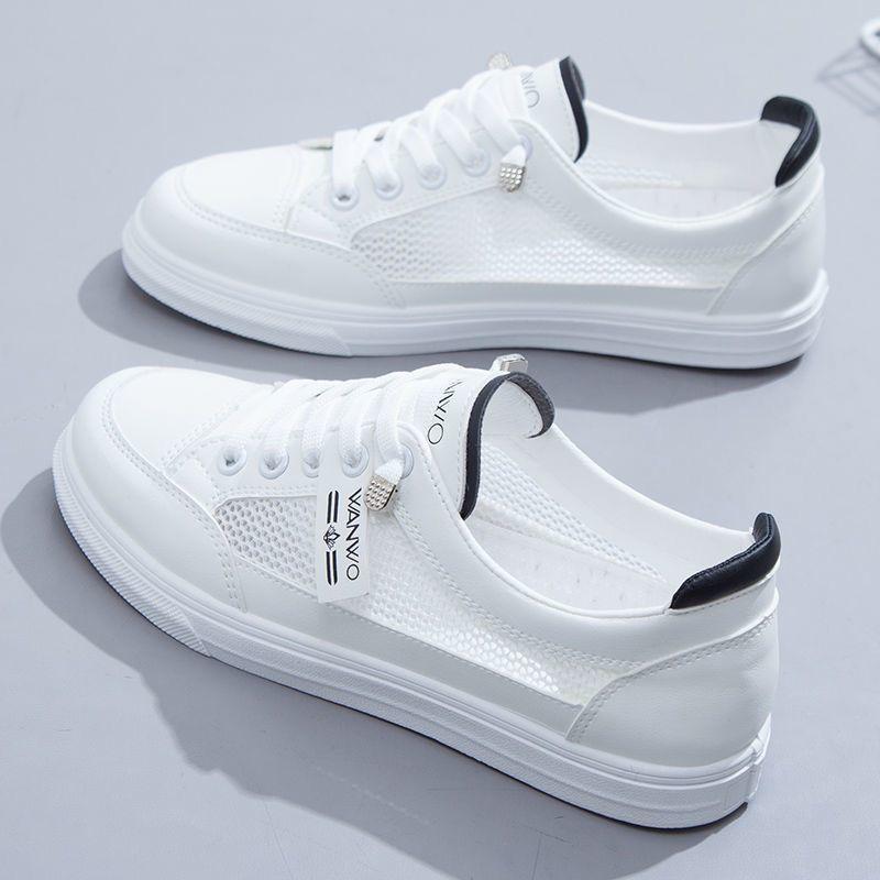 Sommer kleine weiße Schuhe weibliche dünne lässige flache Schuhe Mesh Schuhe atmungsaktive Mesh-Oberfläche Turnschuhe für Frauen 39 schwarz/weiß