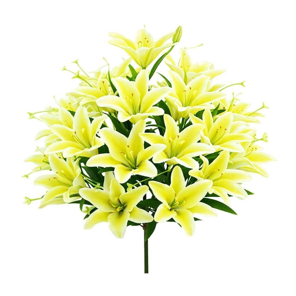 18 Köpfe Künstliche Lilien Blumengesteck DIY Blume Kunstblumen Mehrfarbig Realistische Simulationsblumen gelb