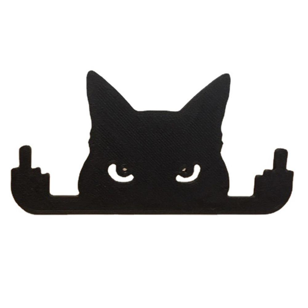 Hölzerne Mittelfinger-Katzen-Dekoration, schwarze Spanner-Katze, lustiges Desktop-Bücherregal-Ornament, Katzen-Silhouette-Dekor für Höfe, Terrassengärten 15x9.6x0.8cm