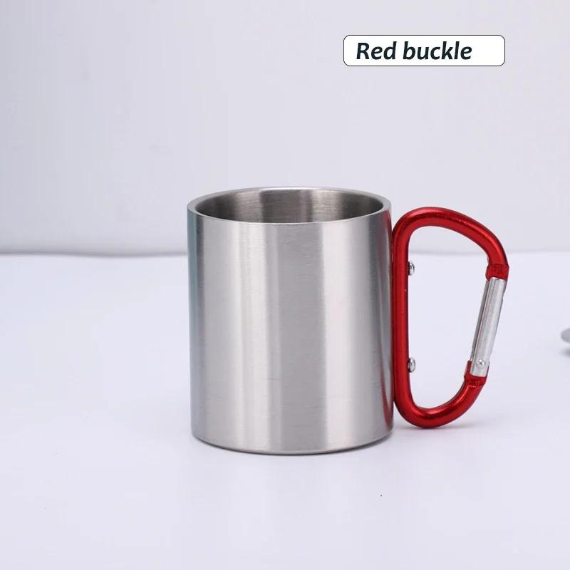 200ml Outdoor Camping Becher Edelstahl Tasse Reisen mit Karabiner Griff Kaffee Tee Becher Kochgeschirr Set Outdoor 150-200ml rot