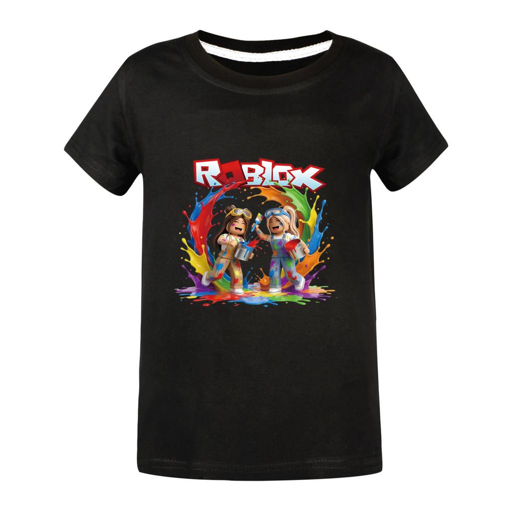 5577 Kinder Freizeit Roblox Print Kurzarm T-Shirt Oberteil 140cm schwarz