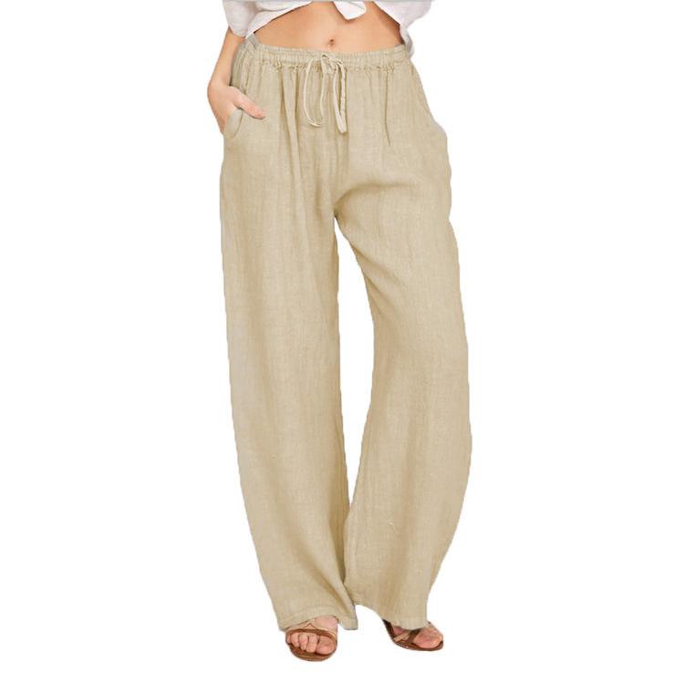 Lässige, bequeme Hose für Damen, einfarbig, Sommerhose mit Kordelzug, lockere, elastische Hose mit hoher Taille, atmungsaktive, leichte Hose, modische Hose für die Arbeit 2XL