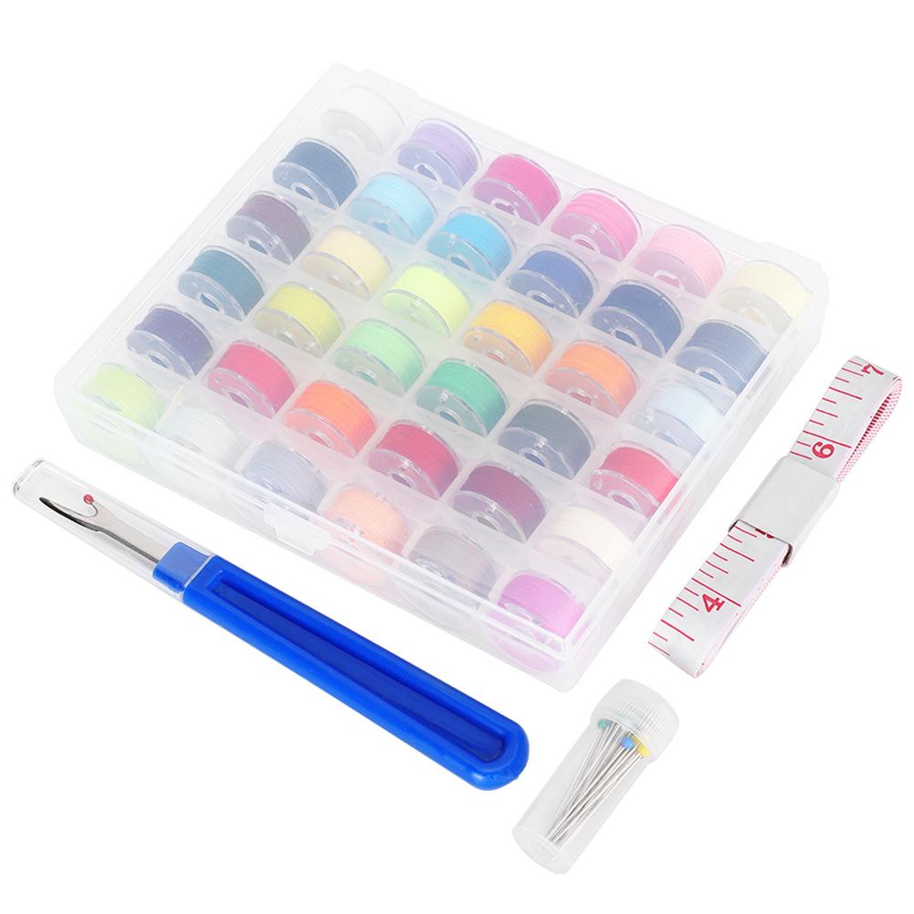 Spule mit Faden Transparente Spule Nähen Stickmaschine Zubehör 36 Farben Set
