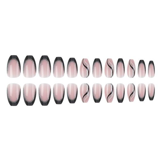 1 Set tragbare künstliche Nägel, DIY-Nagelkunst-Set mit Kleber und Nagelfeile, zum Aufdrücken, wasserfestes Gel, künstliche Nägel, vollständige Abdeckung, französische Spitzen, künstlich B