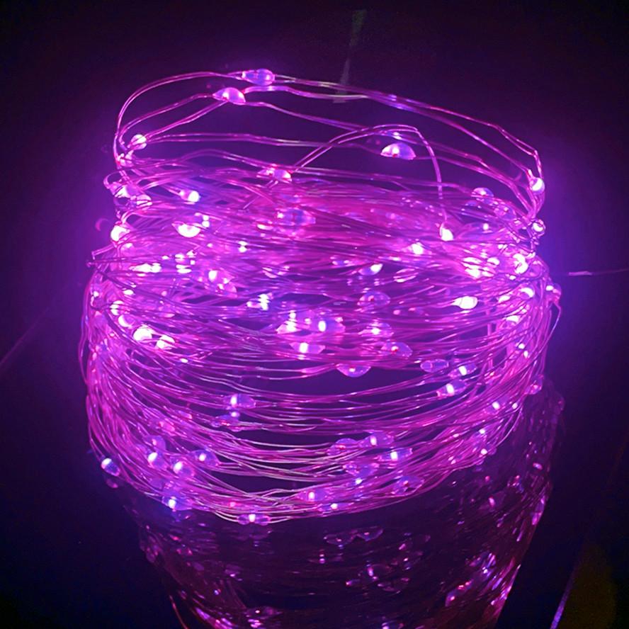 Led silber Draht Lichterkette USB Powered LED Lichterketten im freien wasserdichte Girlande Für Weihnachten Party Hochzeit DIY Dekoration 20m rosa