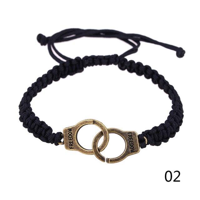 Vintage Verstellbares Handgefertigtes Armband Herrenschmuck Handschellen Charm-Armband für Frauen Accessoires Freundschaft Mädchen Paar Armbänder black