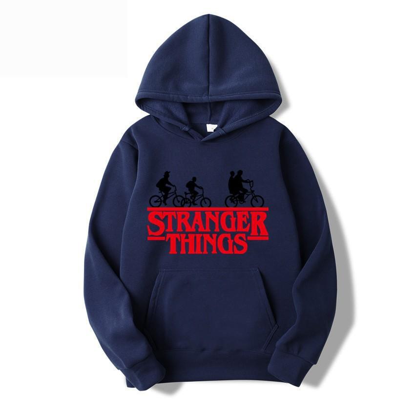 Stranger Things Herbst-Print Anime Hoodie Fleece Sweatshirt Kawaii Hoodies Jacke Jungen Pullover Y2k Sudadera Kinderkleidung Mädchen XL dunkelblaue
