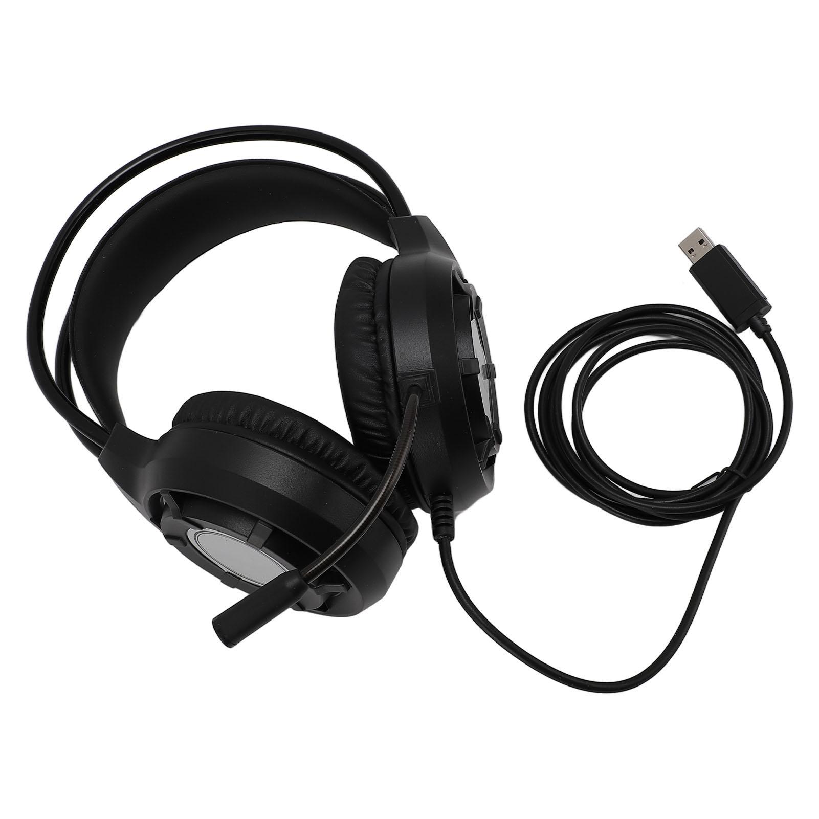 USB Gaming Headset Computer Kopfhörer mit Mikrofon RGB Licht Kabelgebundene Kopfhörer für Laptop