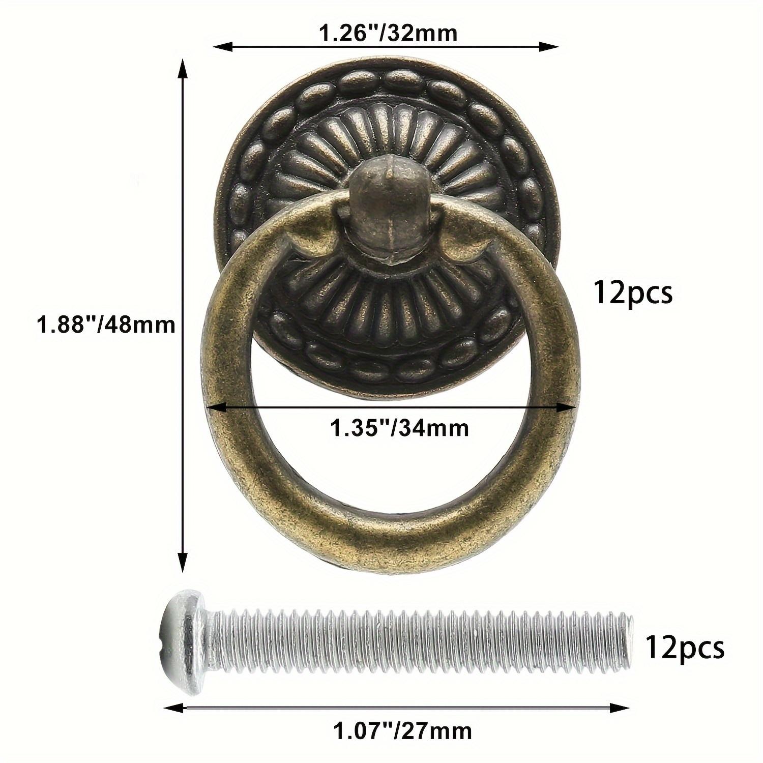 Schubladenringe im Vintage-Stil, bronzefarben, dekorative Griffe im Vintage-Stil, Einlochknöpfe mit Schrauben für Möbel, Schränke, Kommoden, Kleiderschränke, 12 Stück 12pcs