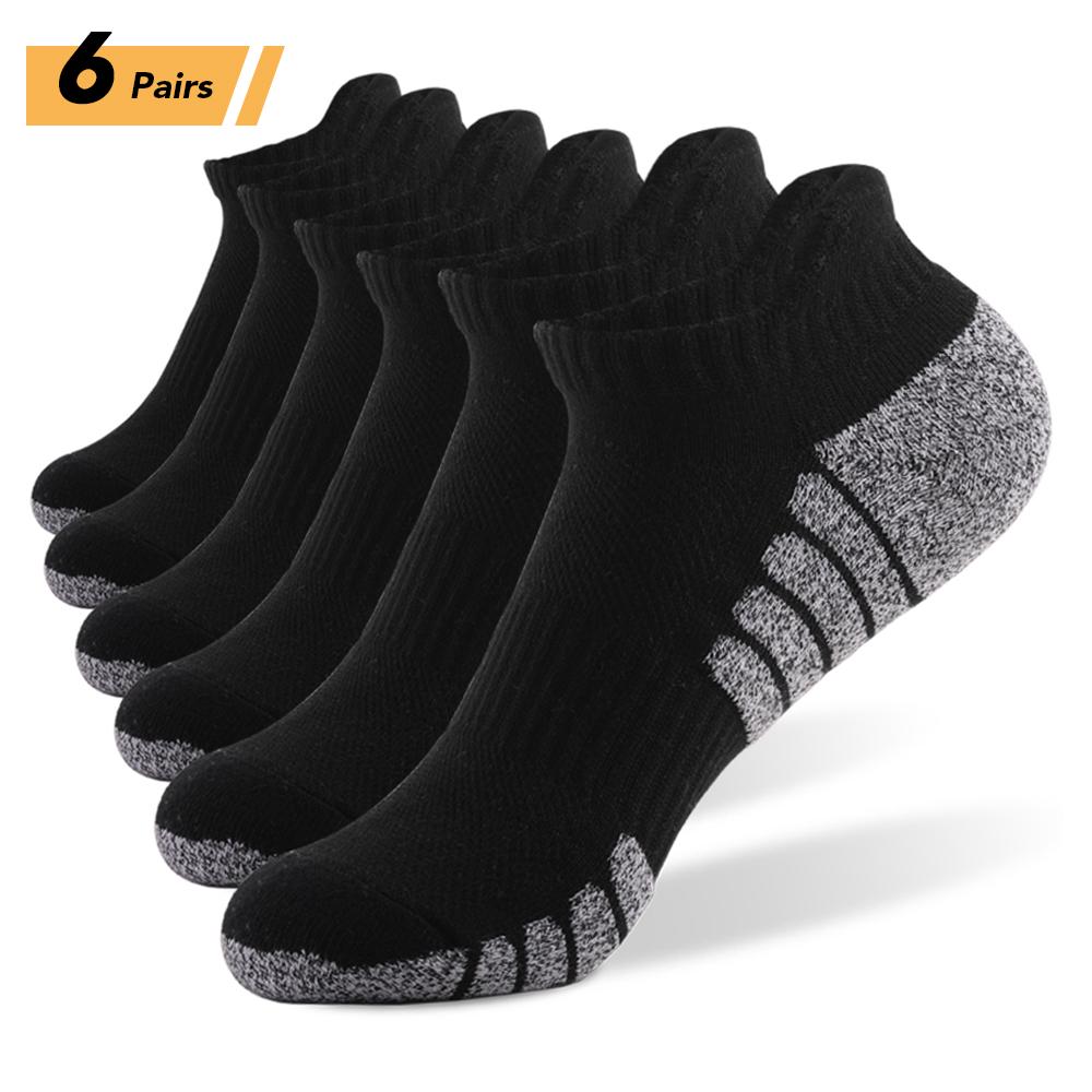 6 Paar Sport-Söckchen, athletische Low-Cut-Socken, dicke Strick-Herbst-Winter-Socken, atmungsaktive, schnell trocknende Socken, verschleißfest, leicht, rutschfest XL schwarz