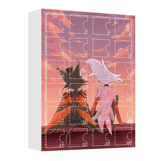 Hazbin Hotel Adventskalender 24 Tage Weihnachts-Countdown-Box mit einzigartigem Fensterdesign Multifunktionale Weihnachtsdekoration für Kinderzimmer Häuser Autos A