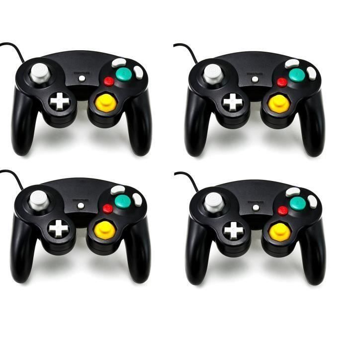 Set mit 4 leuchtend schwarzen Controllern für Nintendo Gamecube und Wii-Konsole b19848