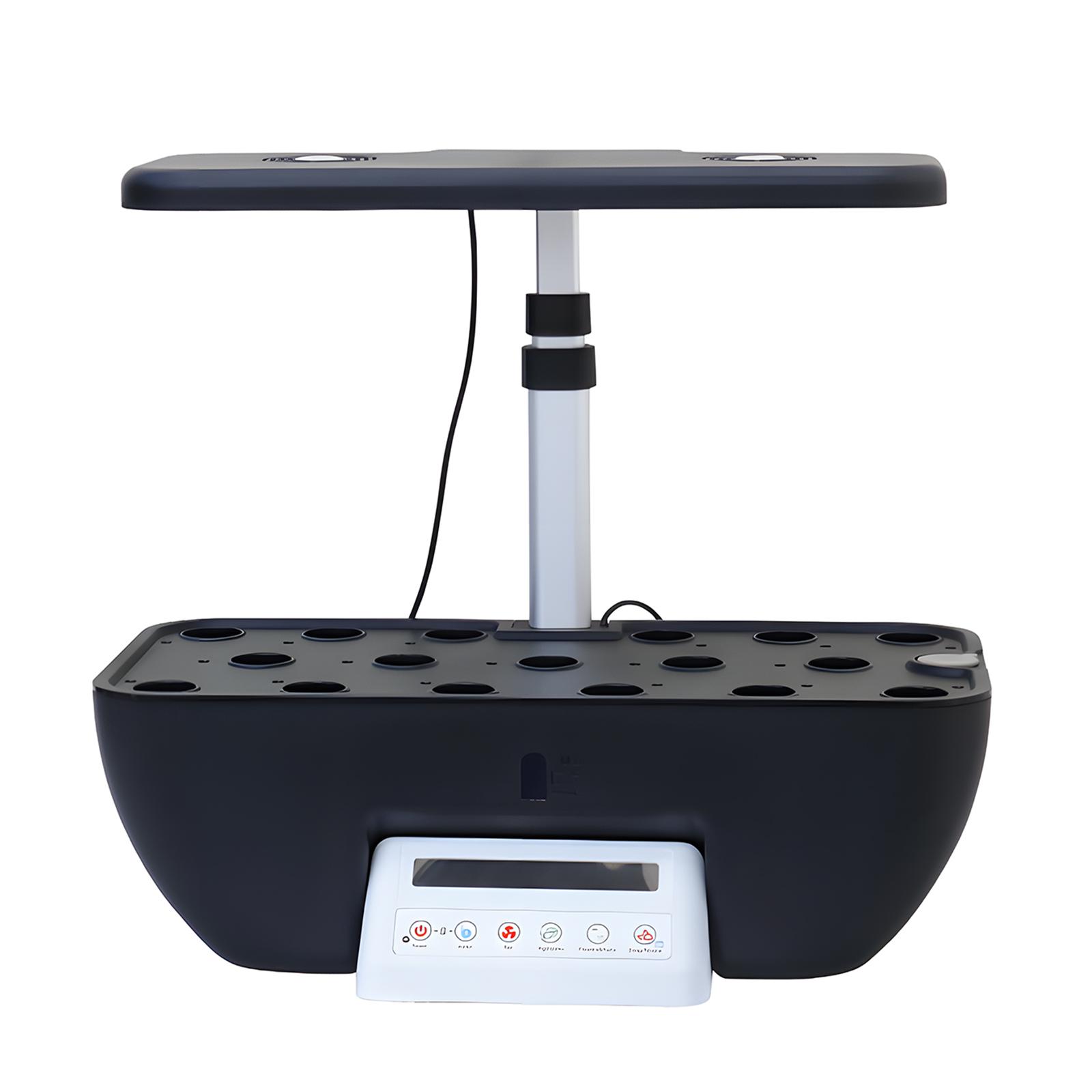 Hydroponik-Anbausystem-Kit, 17 Pods, Vollspektrum-Pflanzenwachstum, leicht, eingebauter Lüfter, Höhe EU Plug schwarz