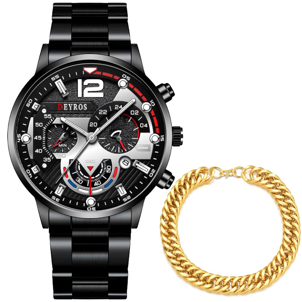 Mode Männer Uhren Armband Mann Kalender Quarz Armbanduhren Luxus Männer Casual Business Uhr Sport Männlich Uhren Uhren Masculino silber/schwarz