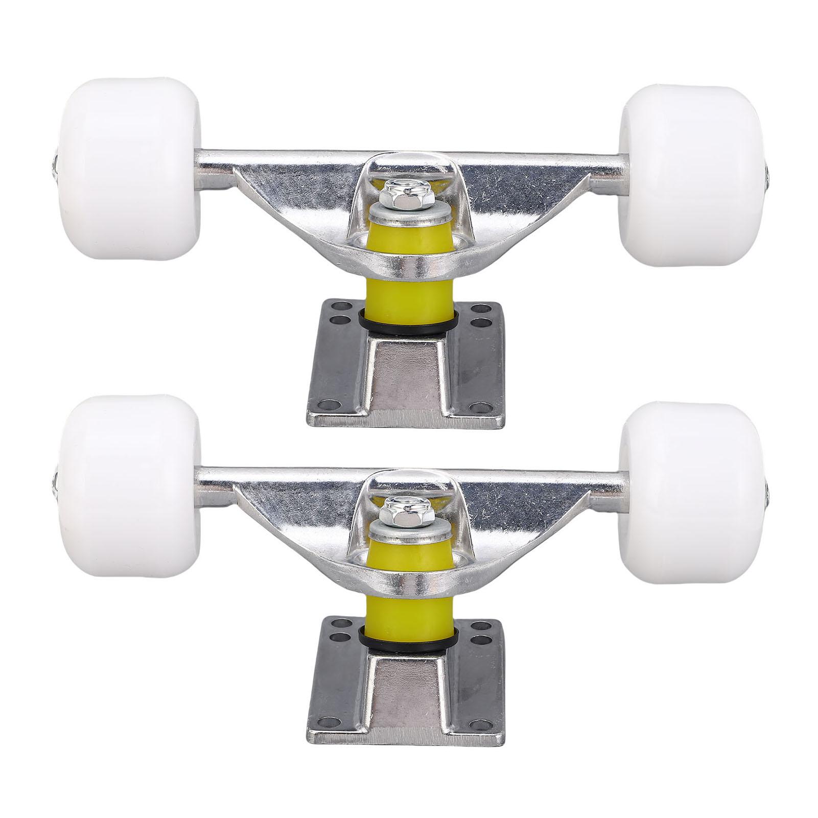 2 Stück Skateboard Achsen Set mit 4 Rädern Aluminiumlegierung 5 Zoll Stoßdämpfung Longboard Achse für