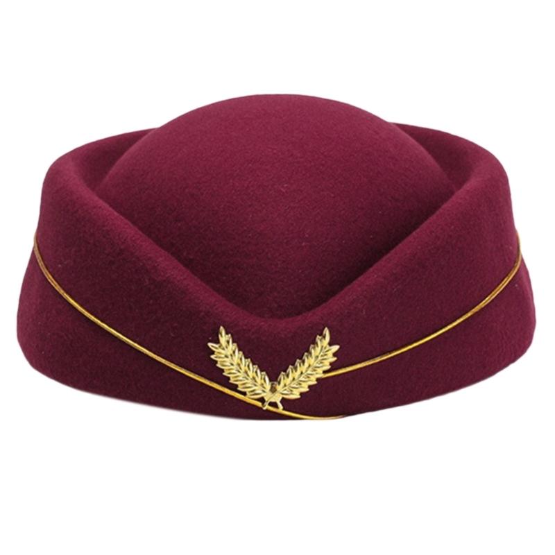 Stewardess-Hut, Stewardessen-Hut, Baskenmütze, Partygeschenke, Hüte, formelle Uniform, Kappen, Zubehör für Frauen, Party, Cosplay claret