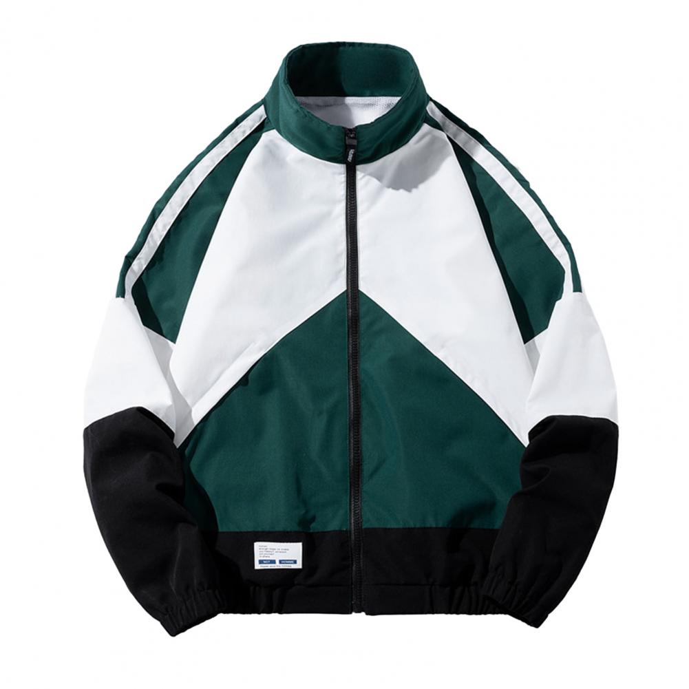 Herren Baseballjacke Hip Hop Patchwork Lose Jacken Frühling Herbst Stehkragen Dünne Herren Windjacke Sportbekleidung Freizeitjacke M grün