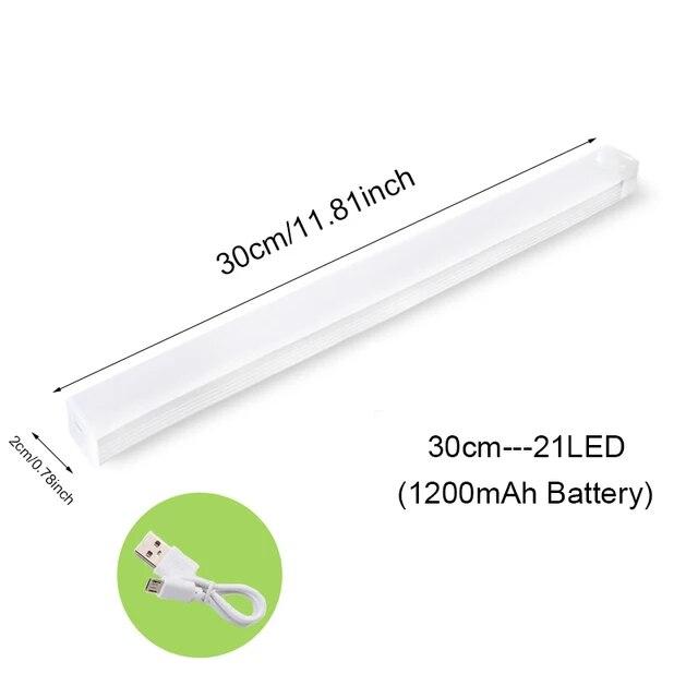Drahtlose LED Nachtlicht Motion Sensor Licht Schrank Nacht Lampe Für Küche Schlafzimmer Detektor Licht Schrank Treppe Hintergrundbeleuchtung 30cm-21LED weiß